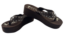 Load image into Gallery viewer, Gypsy Soule Van Glow Platform Flip-Flops 2in Comfort Heel Thong Sandals Brown
