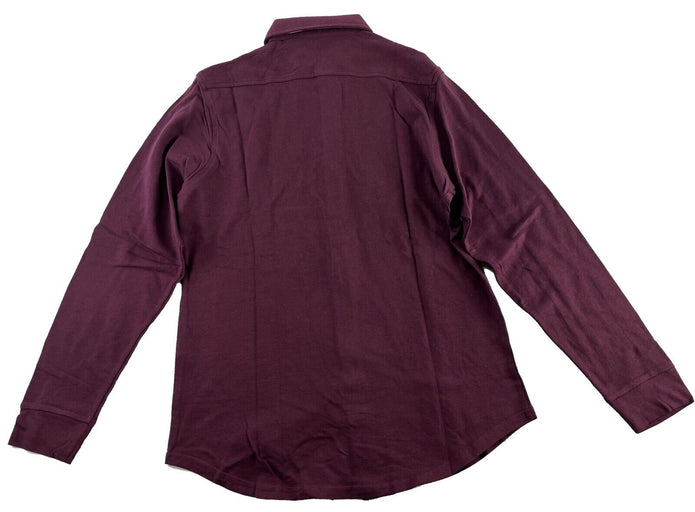 Tailorbyrd Men's Soft Flannel Feel Dress Shirt Long Sleeve Collared Burgundy SM