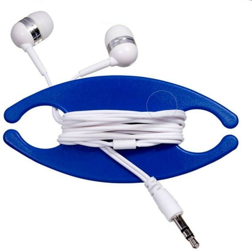 100 Pack - ABS Plastic Earbud Caddy for Personal or Promotional Use - Blue