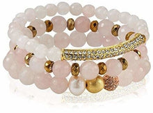 Load image into Gallery viewer, Devoted Rose Quartz Bracelet Set, Light Pink
