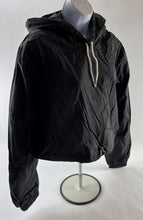 Load image into Gallery viewer, Women&#39;s Hooded Cropped Pullover Windbreaker Nylon Short Crop Hoodie Black XL
