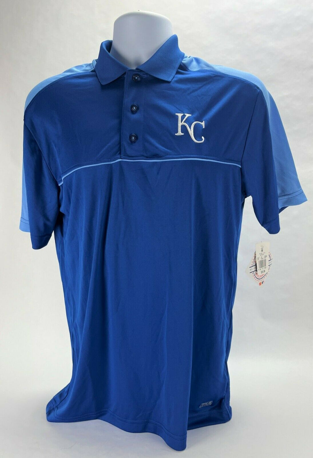 MLB Kansas City Royals Men's Polo with TX3 Cool Fabric, Royal Blue, Small