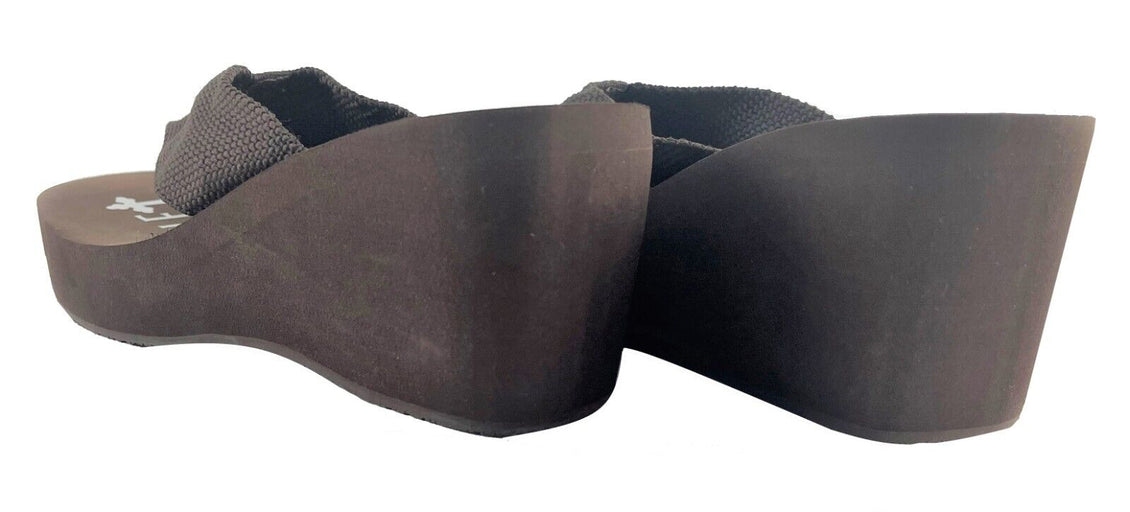 Gypsy Soule Platform Heel Thong Sandals, 3in Wedge Heel Comfort Soles, Brown