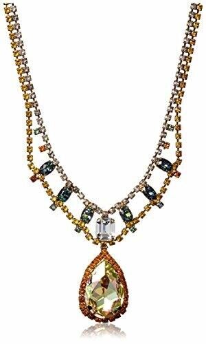 ova Vintage Victoria Inspired Necklace, Multicolored Crystals Adjusts to 19.5