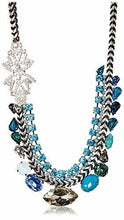 Load image into Gallery viewer, Tova Side Clasp Blue Necklace, Gorgeous Mix of Blue Stones &amp; Crystals
