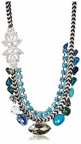 Tova Side Clasp Blue Necklace, Gorgeous Mix of Blue Stones & Crystals