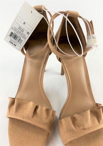 Women's Sandi Ruffle Heel Sandal Pumps - A New Day™ Taupe 9.5