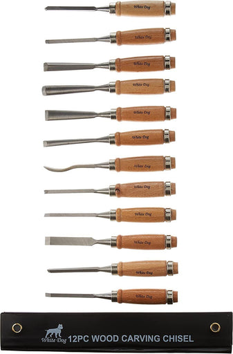 12-Piece Chisel Set Professional Wood Carving Sculpting Whittling Chisels & Case
