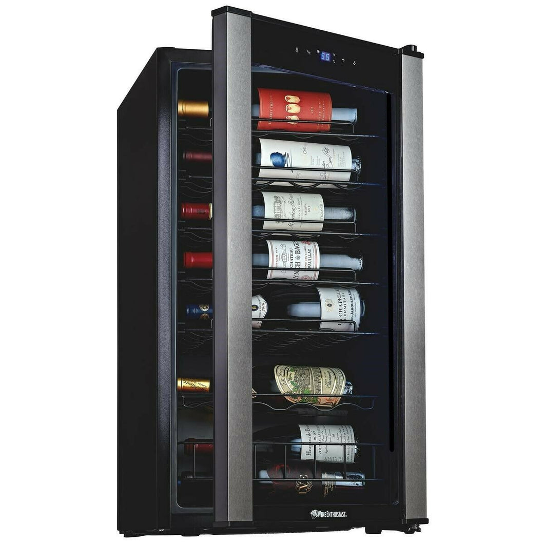 Wine Enthusiast VinoView 36-Bottle Black Stainless Steel Wine Cellar SCRATCH AND DENT