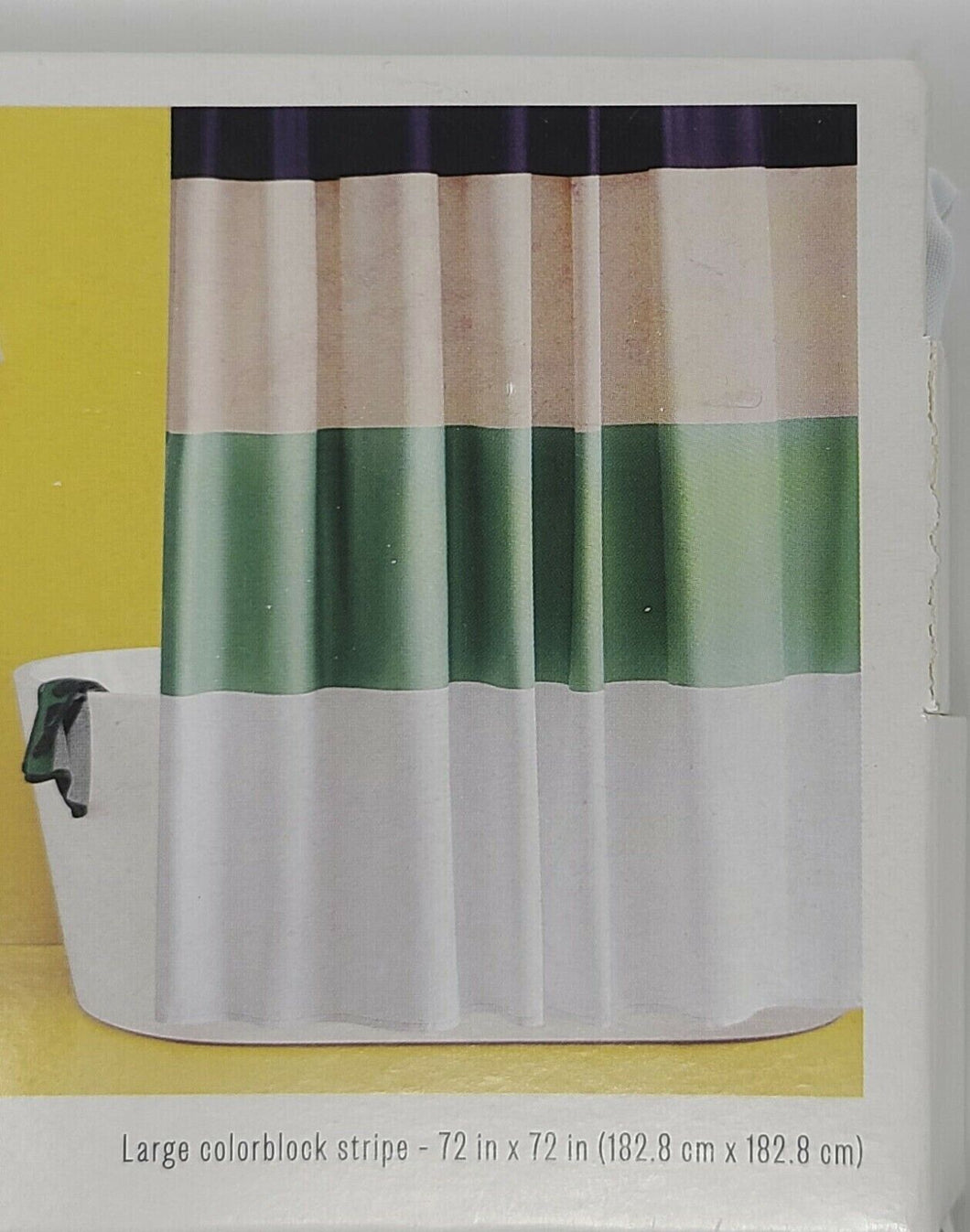 Target Room Essentials COLOR BLOCK STRIPE Green Peach Black Shower Curtain 72
