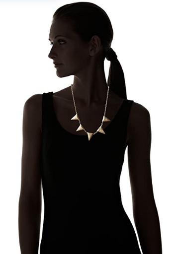 Tat2 Designs Gold Florence Hammered Triangle Necklace, Swarovski Crystals