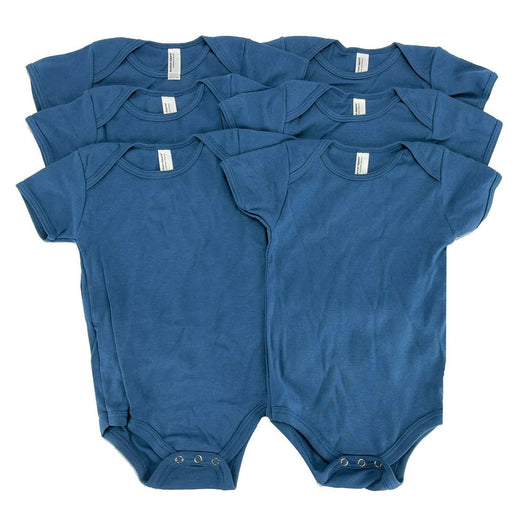 6 Pack - American Apparel Organic Short-Sleeve Onesie, Blue, 12-18 Months New