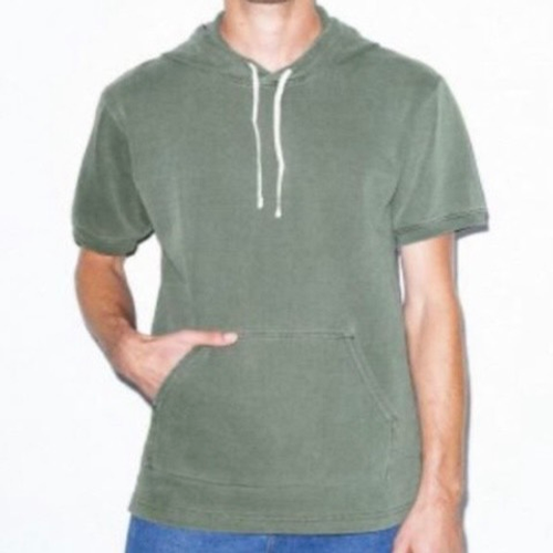 Short Sleeve Hoodie American Apparel Men's French Terry Faded Green Pullover - M