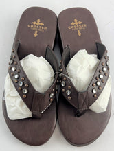 Load image into Gallery viewer, 24 Pairs - CHOOSE YOUR SIZES - Case Lot for Resale Gypsy Soule Sandals Leather Bedazzled Platform Thong Sandals - Brown
