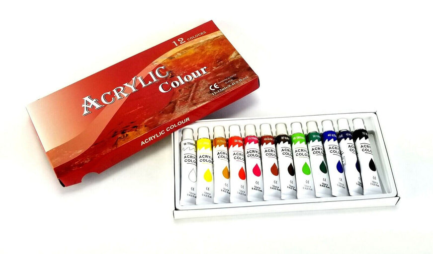 Lot of 60 Paint Sets - Twelve 12ml Tubes of Acrylic Paint Rainbow Pigments
