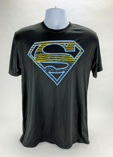Men's Superman Activewear Breathable T-Shirt, Microfiber Blend, Black, Med
