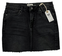 Load image into Gallery viewer, Classic Denim Jean Skirt by America Today Frayed Bottom Dual Pockets Black Small
