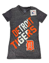 Load image into Gallery viewer, Detroit Tigers Girls Tri-blend V-Neck T-Shirt, Heathered Gray, Med (10/12)
