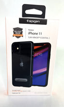 Load image into Gallery viewer, Spigen iPhone 11 Slim Armor Essential S CLEAR / BLACK Case w/ Metal Kickstand
