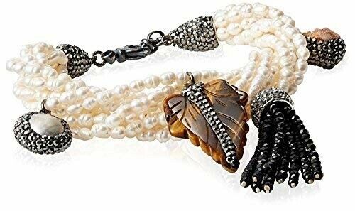 Grand Bazaar Multi-Strand Charm Bracelet, Pearl with Leaf Accent