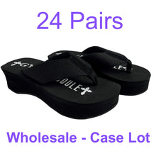 Load image into Gallery viewer, 24 Pack Case Lot for Resale Gypsy Soule Sandals 2&quot; Heel Wholesale Flip Flops Blk
