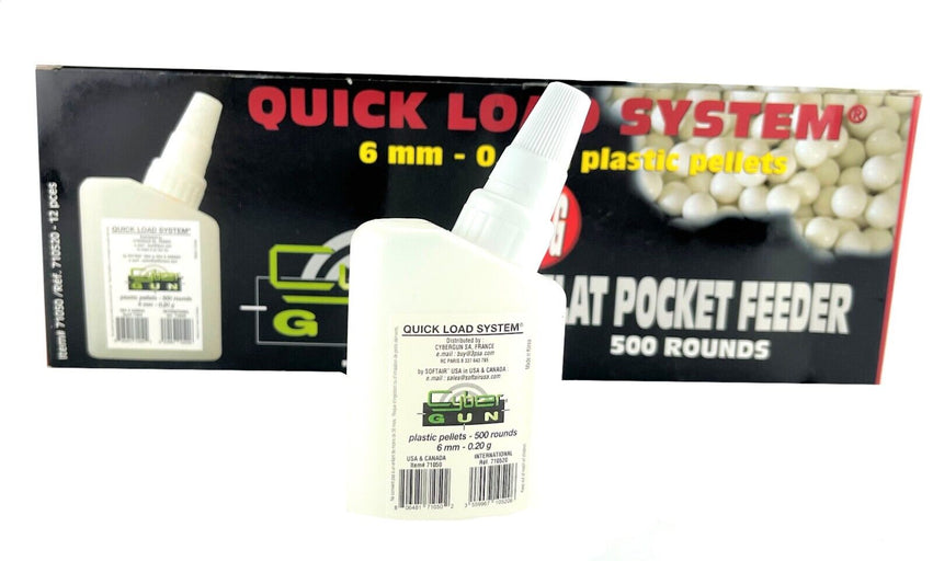 12-Pack Quick Load System AIRSOFT Flat BOTTLE FEEDER 6mm 0.20g Holds 500 Pellets