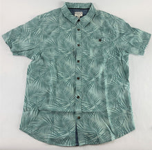 Load image into Gallery viewer, Hang Ten Men&#39;s Short Sleeve Woven Shirt Full Button Hawaiian Style Palms Large
