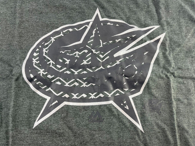 NHL Columbus Blue Jackets Hockey Men's Screen Print T-Shirt, Gray Big & Tall New