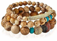 Load image into Gallery viewer, Devoted Pave Mala Bead Bracelet Set, Natural
