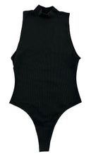 Load image into Gallery viewer, Ladies Thong Mock-Neck Bodysuit by American Apparel Ribbed Form Fitting Top - Lg
