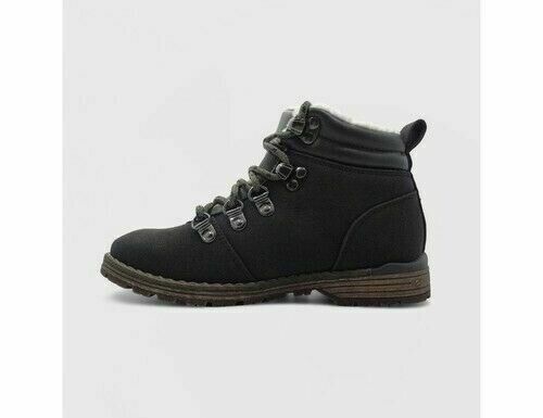 Cat & Jack‚Äö√ë¬¢ Boys Jonathan Lug Fashion Hiking Boots Sherpa Lined - Black - Size 2