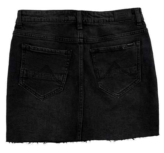 Classic Denim Jean Skirt by America Today Frayed Bottom Dual Pockets Black Small