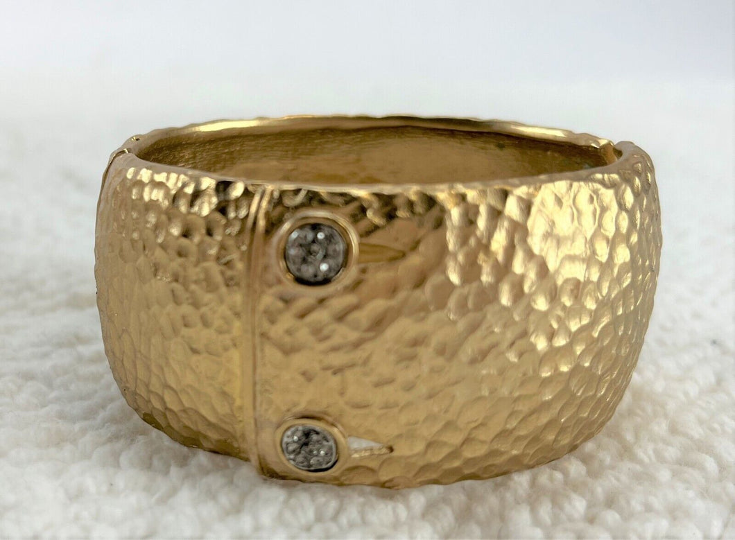 Tat2 Designs Gold Artemis Double Stone Bangle Bracelet Crystal Accents, One Size