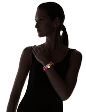 Load image into Gallery viewer, Devoted Pink Agate 3 Bracelet Set,  Light and Dark Pink Agate with Gold Accents
