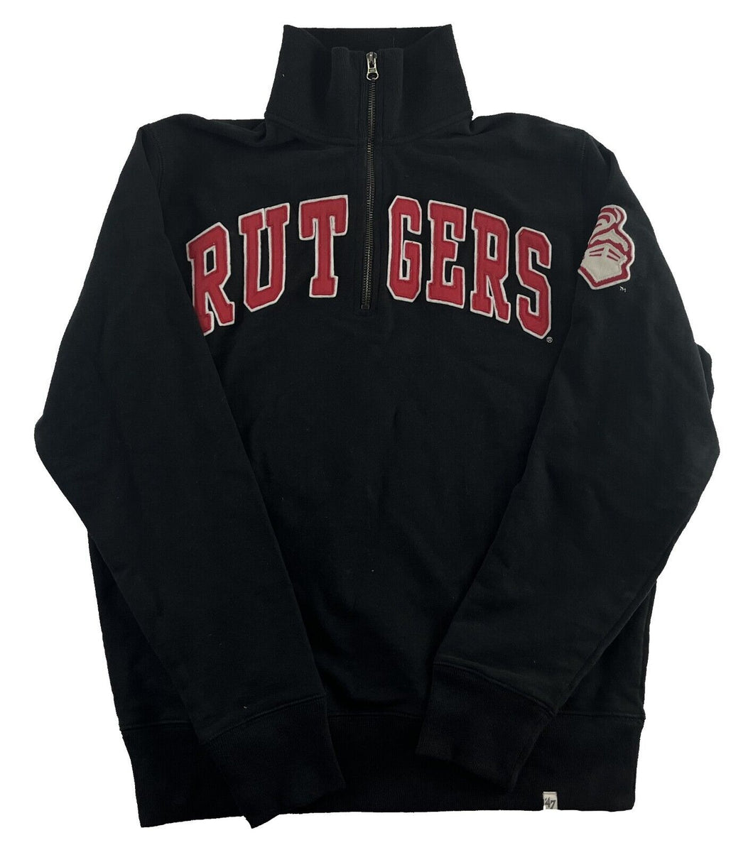 '47 Vintage Style Rutgers University Collegiate 3/4 Zip Sweatshirt Blk SM & Med