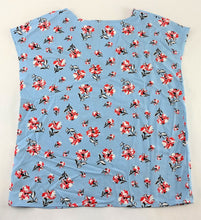 Load image into Gallery viewer, Hilary Radley V Neck Top Blue Floral Combo Blouse Lightweight Fabric Shirt
