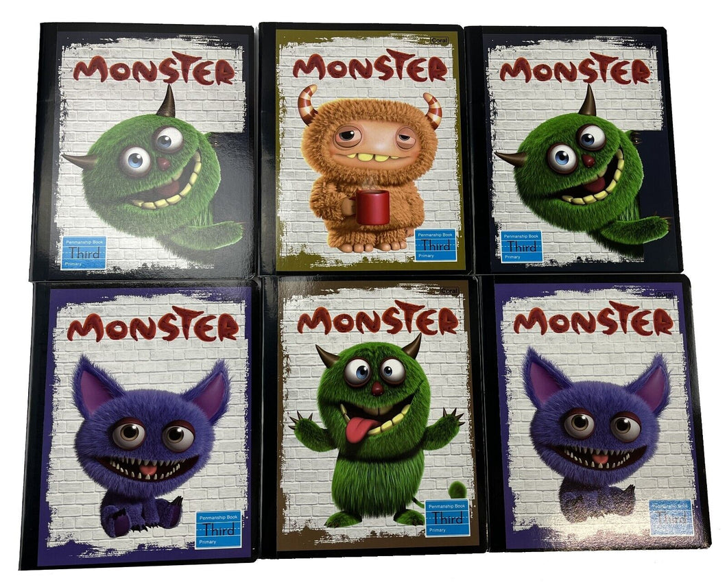 6 Pack Monster Notebooks Primary Kids Large Print Paper Composition 200 Pages