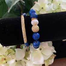 Load image into Gallery viewer, Devoted Blue Agate Pave Bracelet Set, Blue
