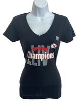 Load image into Gallery viewer, Ladies Kansas City Chiefs Super Bowl LIV Champions Black V-Neck T-Shirt
