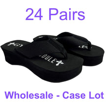 Load image into Gallery viewer, 24 Pairs - CHOOSE YOUR SIZES - Case Lot for Resale Gypsy Soule 2&quot; Wedge Thong Sandals - Black
