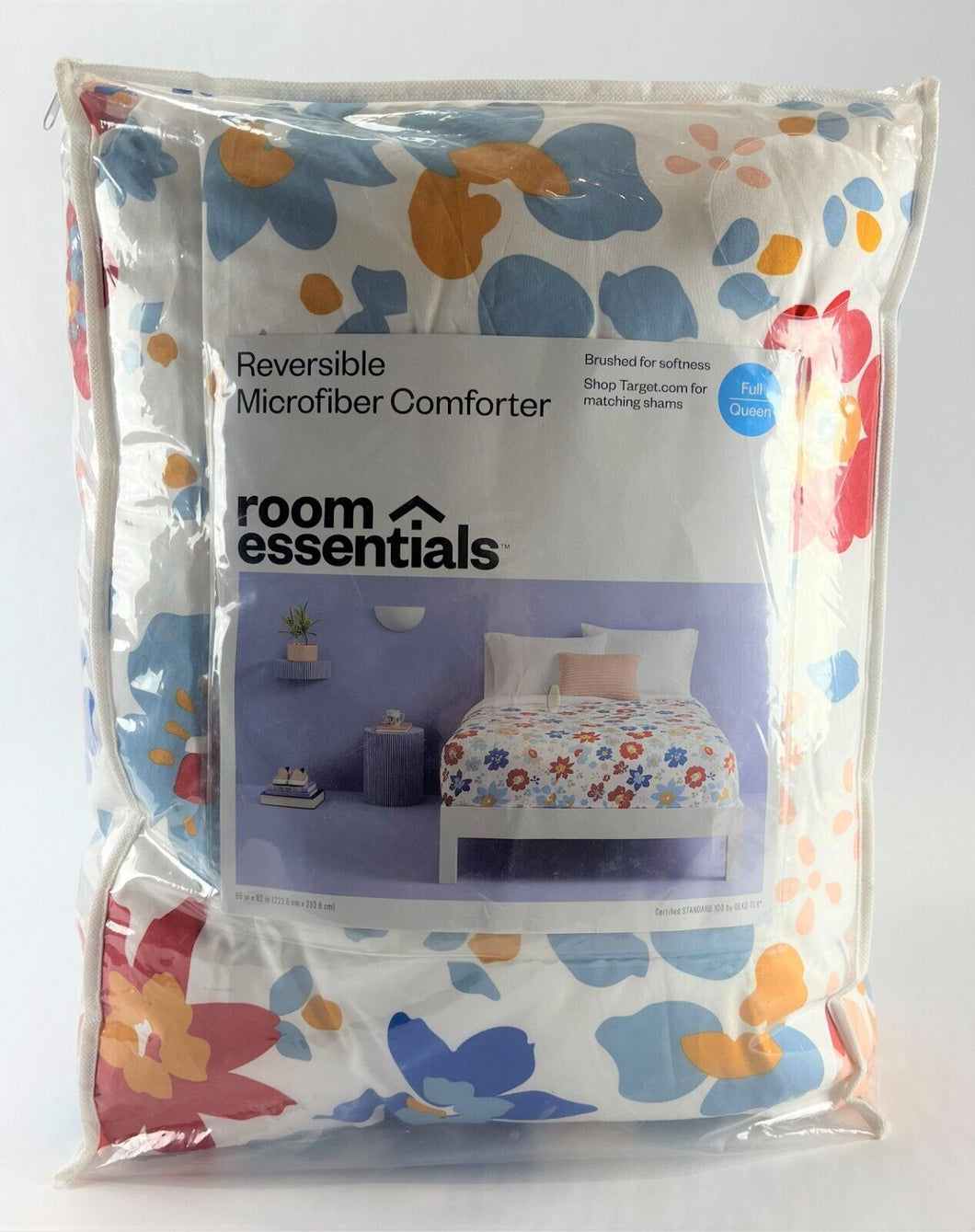 Room Essentials Full/Queen Reversible Microfiber Comforter Polyester Floral Mix