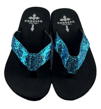 Load image into Gallery viewer, Gypsy Soule Crossed Girls Sandals, Glitter Flip-Flops, Thick Comfort Soles
