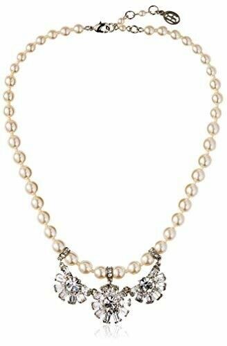 Ben-Amun Pearl Necklace with Crystal Pendants