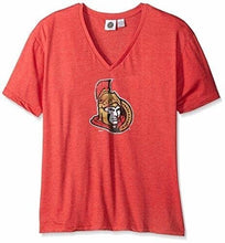 Load image into Gallery viewer, NHL Ottawa Senators Women&#39;s Short Sleeve Heather V-Neck T-Shirt, Red, 1XL, New

