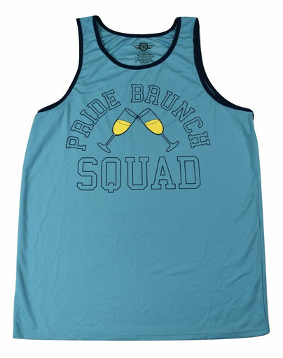 LGBTQ Men's Gay PRIDE Brunch Squad Tank Top Shirt, Mesh Jersey Blue Small