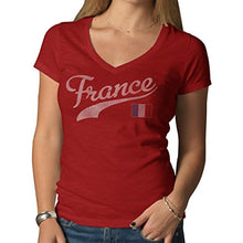 Load image into Gallery viewer, France Women&#39;s &#39;47 Vintage V-Neck Scrum Tee, Rescue Red
