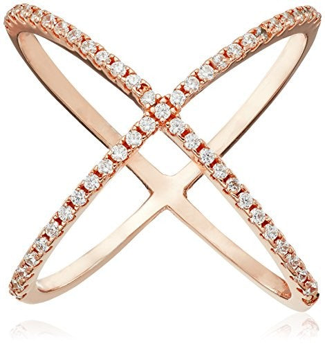 Peermont Jewelry 18K Rose Gold-Plated X CZ Ring