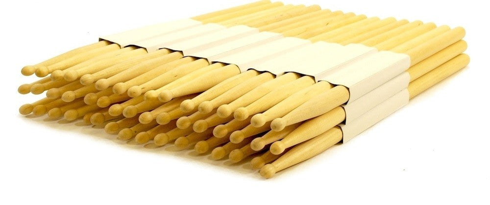 12 PAIRS - 7B WOOD TIP NATURAL MAPLE DRUMSTICKS