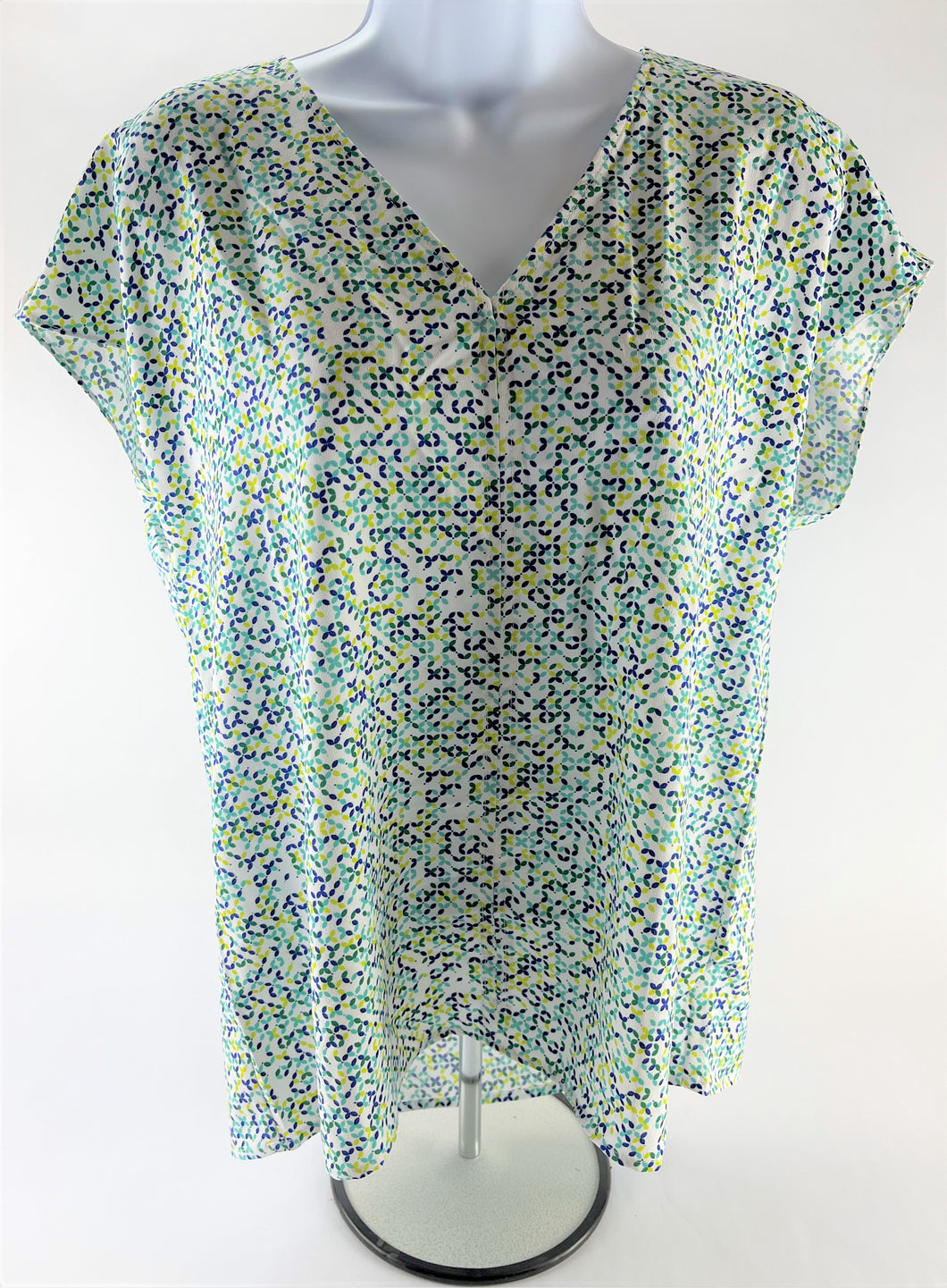 Hilary Radley V Neck Top Multi Check Combo Blouse Lightweight Fabric Shirt