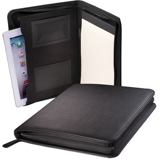 Lot of 20 Naples Tablet Padfolios with Paper Note Pads - Secure Zipping Black Padfolios